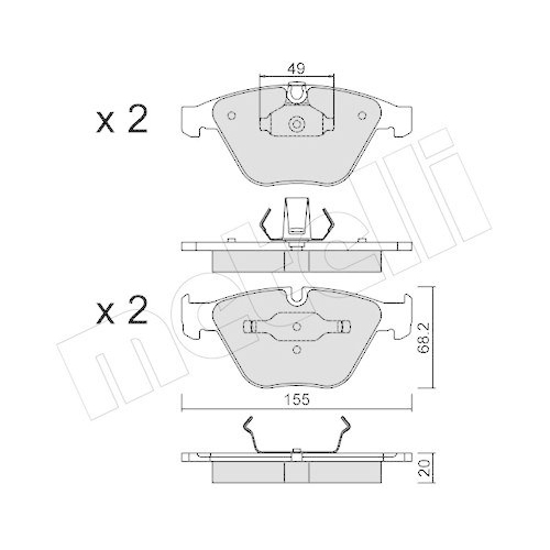 Bremsbelagsatz Scheibenbremse Metelli 22-0558-0 f&uuml;r Bmw Vorderachse
