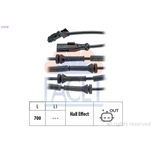 Sensor Raddrehzahl Facet 21.0146 Made In Italy - Oe Equivalent f&uuml;r Nissan Opel