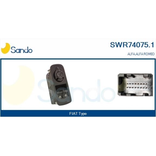 Schalter Fensterheber Sando SWR74075.1 für Alfa Romeo Fiat Vorne Links