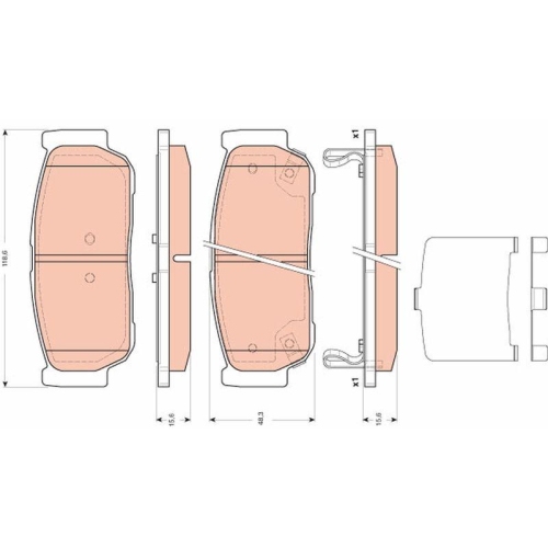 Bremsbelagsatz Scheibenbremse Trw GDB3417 f&uuml;r Ssangyong Hyundai Kia Hinterachse