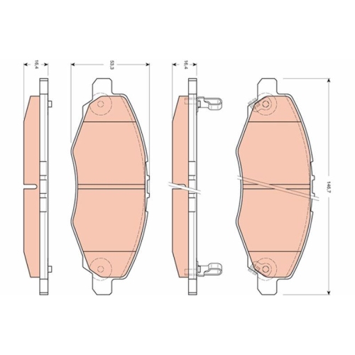 Bremsbelagsatz Scheibenbremse Trw GDB3427 f&uuml;r Toyota Vorderachse
