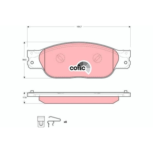 Bremsbelagsatz Scheibenbremse Trw GDB1510 Cotec f&uuml;r Daimler Jaguar Vorderachse