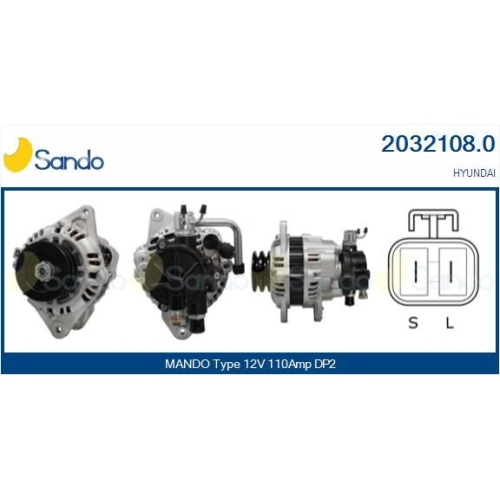 Generator Sando 2032108.0 f&uuml;r Hyundai F&uuml;r Fahrzeuge Mit Klimaanlage