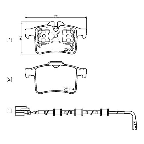 Bremsbelagsatz Scheibenbremse Brembo P36034 Prime Line f&uuml;r Jaguar Hinterachse