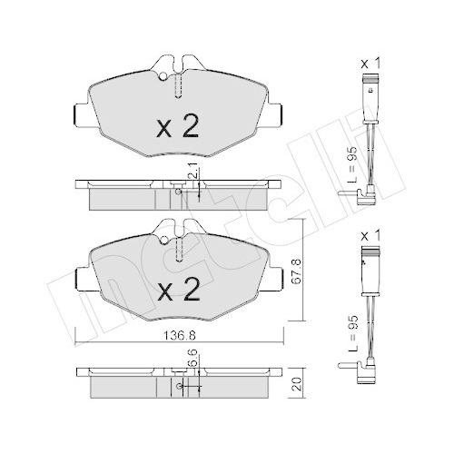 Bremsbelagsatz Scheibenbremse Metelli 22-0562-0K f&uuml;r Mercedes Benz Mercedes Benz
