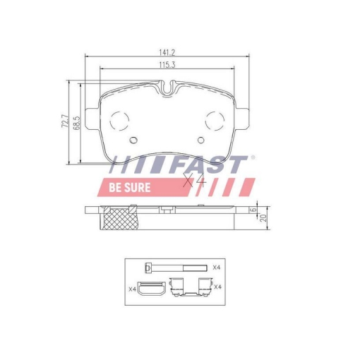 Bremsbelagsatz Scheibenbremse Fast FT29136 f&uuml;r Iveco Hinterachse