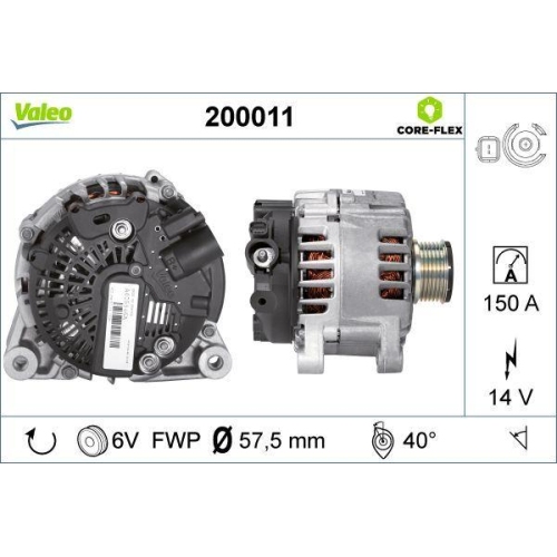 Generator Valeo 200011 Valeo Core-flex für Citroën Fiat Lancia Peugeot