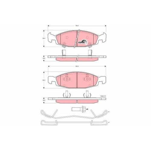 Bremsbelagsatz Scheibenbremse Trw GDB4120 Cotec f&uuml;r Chrysler Jeep Vorderachse