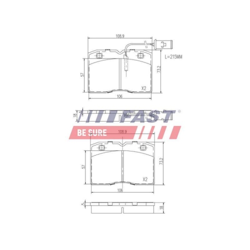 Bremsbelagsatz Scheibenbremse Fast FT29009 f&uuml;r Fiat Iveco OM Vorderachse