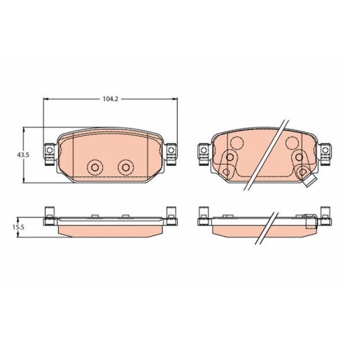 Bremsbelagsatz Scheibenbremse Trw GDB2172 f&uuml;r Mazda Hinterachse