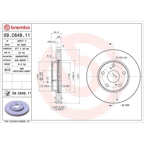 2X Brembo Bremsscheibe Vorderachse Prime Line - Uv Coated f&uuml;r Toyota