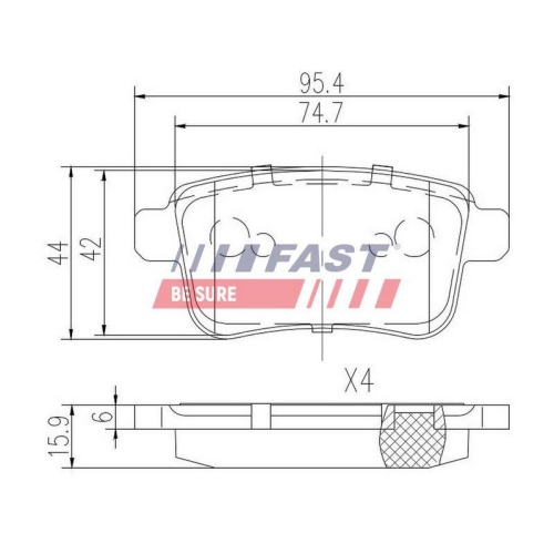 Bremsbelagsatz Scheibenbremse Fast FT29528 f&uuml;r Mercedes Benz Renault Hinterachse