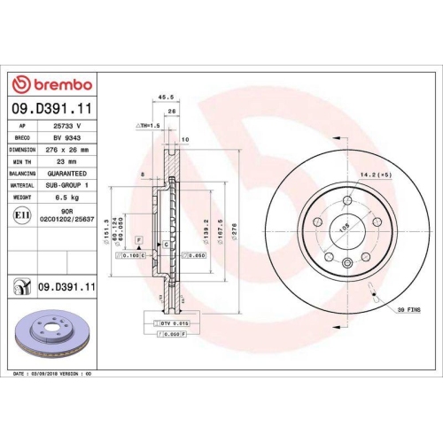 2X Brembo Bremsscheibe Prime Line - Uv Coated f&uuml;r Opel Vauxhall