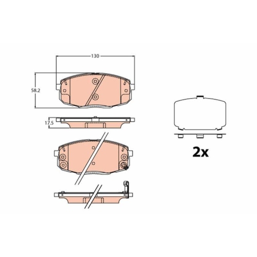 Bremsbelagsatz Scheibenbremse Trw GDB2192 f&uuml;r Hyundai Kia Vorderachse