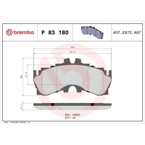 Bremsbelagsatz Scheibenbremse Brembo P83180 Prime Line f&uuml;r Lexus Vorderachse