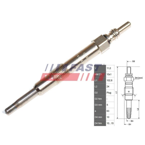 Gl&uuml;hkerze Elektr. Zuheizer Fast FT82703 f&uuml;r Suzuki Opel Vauxhall Fiat Alfa Romeo