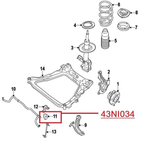 Lagerbuchse Stabilisator Red-line 43NI034 f&uuml;r Nissan Vorderachse