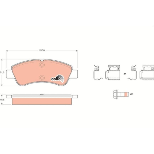 Bremsbelagsatz Scheibenbremse Trw GDB1677 Cotec f&uuml;r Citro&euml;n Citro&euml;n (df Psa) DS