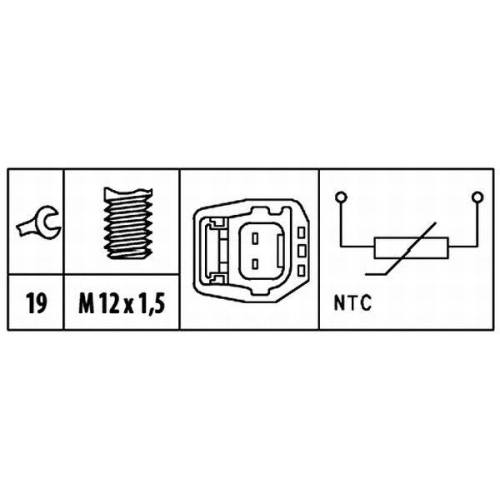 Sensor Kühlmitteltemperatur Hella 6PT 009 309-461 für Volvo Oben Vorne