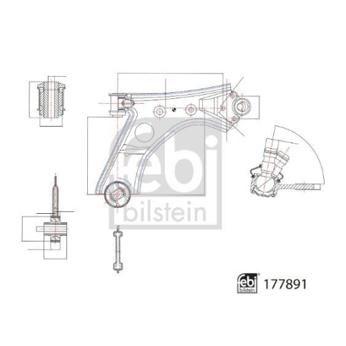 Lenker Radaufh&auml;ngung Febi Bilstein 177891 f&uuml;r Fiat Opel Vauxhall General Motors