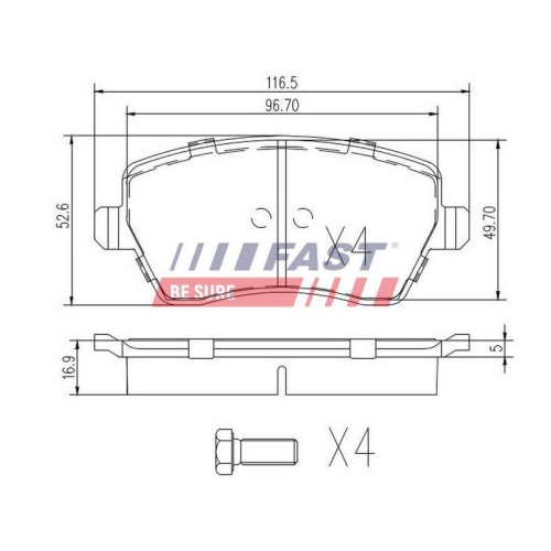 Bremsbelagsatz Scheibenbremse Fast FT29530 f&uuml;r Mercedes Benz Nissan Renault