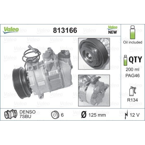 Kompressor Klimaanlage Valeo 813166 Valeo Core-flex für Audi Porsche Skoda VW