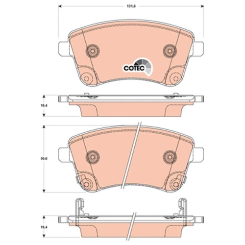 Brake Pad Set Disc Brake Trw GDB3509 Cotec for Hyundai Kia Front Axle