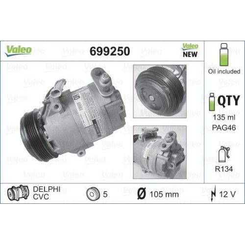 Kompressor Klimaanlage Valeo 699250 Valeo Core-flex f&uuml;r Bmw Opel Vauxhall