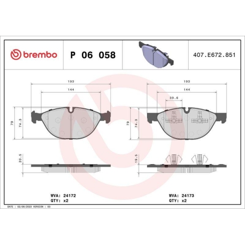 Bremsbelagsatz Scheibenbremse Brembo P06058 Prime Line f&uuml;r Bmw Vorderachse