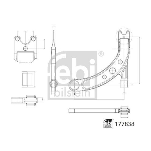 Lenker Radaufh&auml;ngung Febi Bilstein 177838 f&uuml;r Fiat Jeep Vorderachse Links Unten