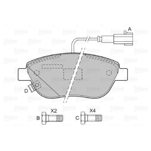Bremsbelagsatz Scheibenbremse Valeo 598427 f&uuml;r Fiat Lancia Opel Vauxhall Abarth