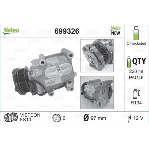 Kompressor Klimaanlage Valeo 699326 Valeo Core-flex f&uuml;r Ford Scania Ford Usa