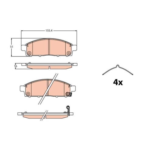 Bremsbelagsatz Scheibenbremse Trw GDB2124 f&uuml;r Mitsubishi Vorderachse
