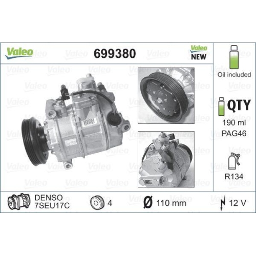 Kompressor Klimaanlage Valeo 699380 Valeo Core-flex f&uuml;r Audi
