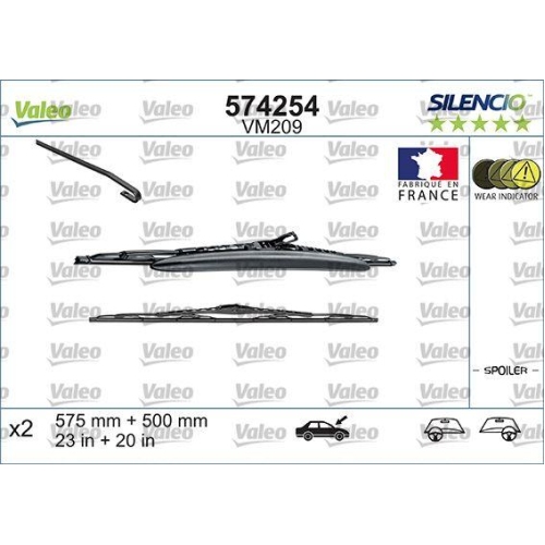 Wischblatt Valeo 574254 Silencio Conventional Set für Bmw Bmw (brilliance) Vorne