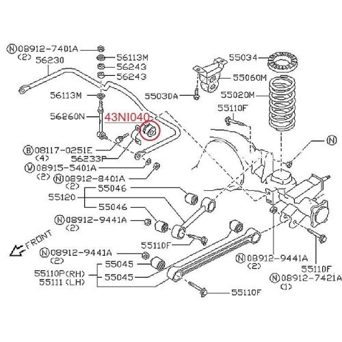Lagerbuchse Stabilisator Red-line 43NI040 f&uuml;r Ford Nissan Hinterachse