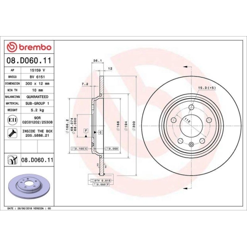 Bremsscheibe Brembo 08.D060.11 Prime Line - Uv Coated f&uuml;r Audi Audi (faw)