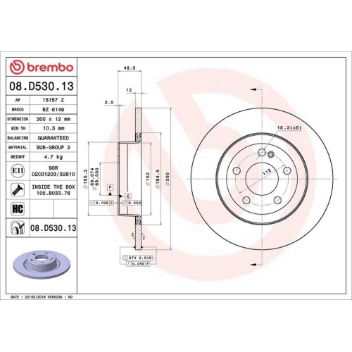 Bremsscheibe Brembo 08.D530.13 Prime Line - Co-cast f&uuml;r Mercedes Benz