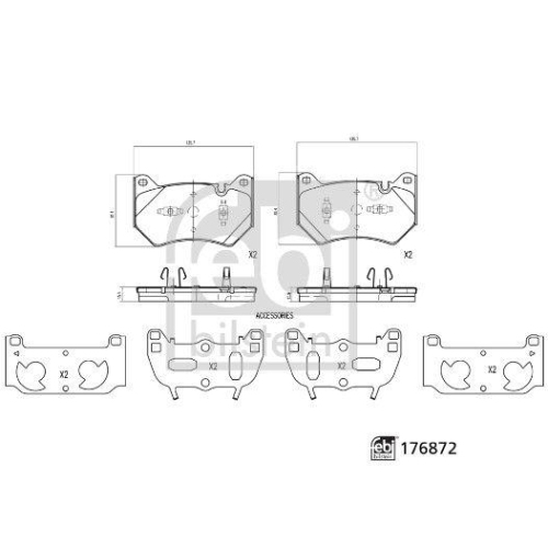 Bremsbelagsatz Scheibenbremse Febi Bilstein 176872 für Audi Vorderachse
