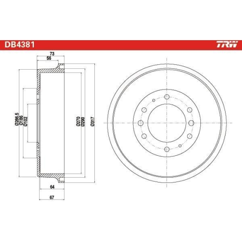 Bremstrommel Trw DB4381 für Nissan Hinterachse
