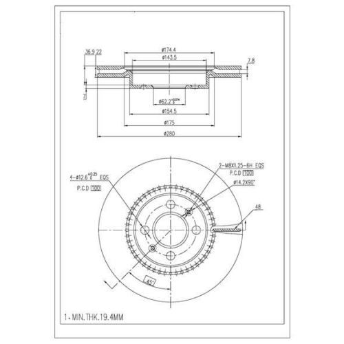Bremsscheibe Red-line 26KI067 f&uuml;r Hyundai Kia Vorderachse