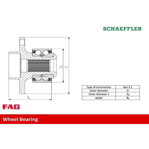 Radlagersatz Schaeffler Fag 713 6107 60 f&uuml;r VW Hinterachse Vorderachse
