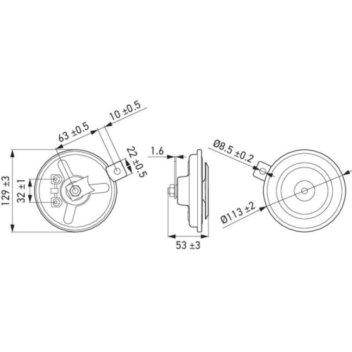 Horn Hella 3BA 002 768-082 für Aebi Bmw Daf Mack Man Van Hool Volvo Leyland Daf