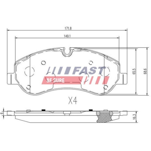 Bremsbelagsatz Scheibenbremse Fast FT29549 f&uuml;r Ford Vorderachse