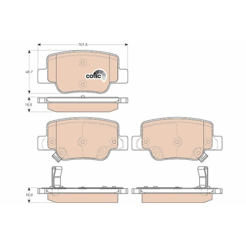 Kit Pastiglie Freno Freno A Disco Trw GDB3547 Cotec per Toyota Assale Posteriore
