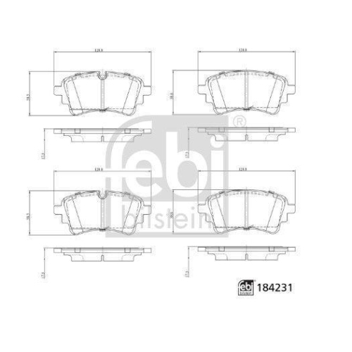 Bremsbelagsatz Scheibenbremse Febi Bilstein 184231 f&uuml;r Audi Hinterachse