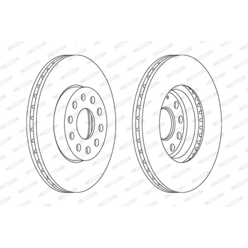 2 Bremsscheibe FERODO DDF1218 PREMIER f&uuml;r AUDI SEAT SKODA VW VAG, Vorderachse