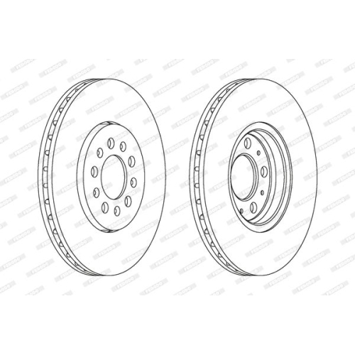 2 Bremsscheibe FERODO DDF1221 PREMIER f&uuml;r AUDI SEAT SKODA VW VAG, Vorderachse