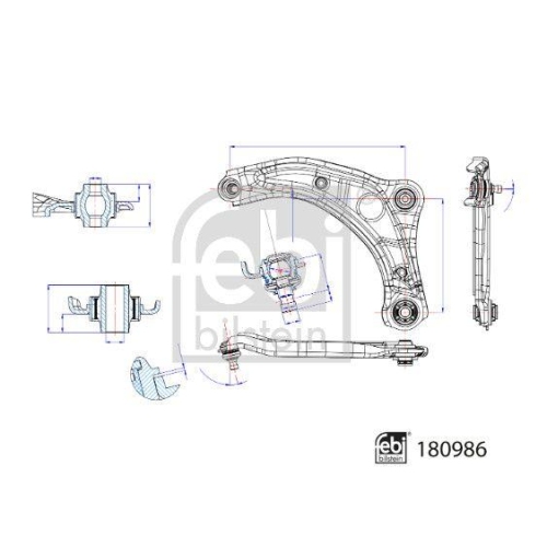 Lenker Radaufh&auml;ngung Febi Bilstein 180986 f&uuml;r Nissan Vorderachse Links Unten