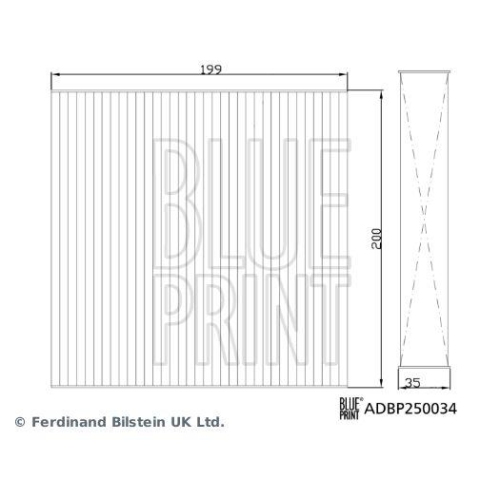 Filter Innenraumluft Blue Print ADBP250034 f&uuml;r Ssangyong Kg Mobility
